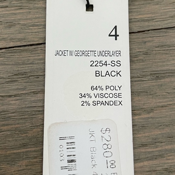 NWT ecru Women's Black Blazer Jacket with Georgette Under Layer Size 4 - Picture 6 of 8